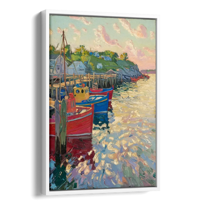 Bar Harbor Lobster Boats Harbor Side - White Canvas Wall Art