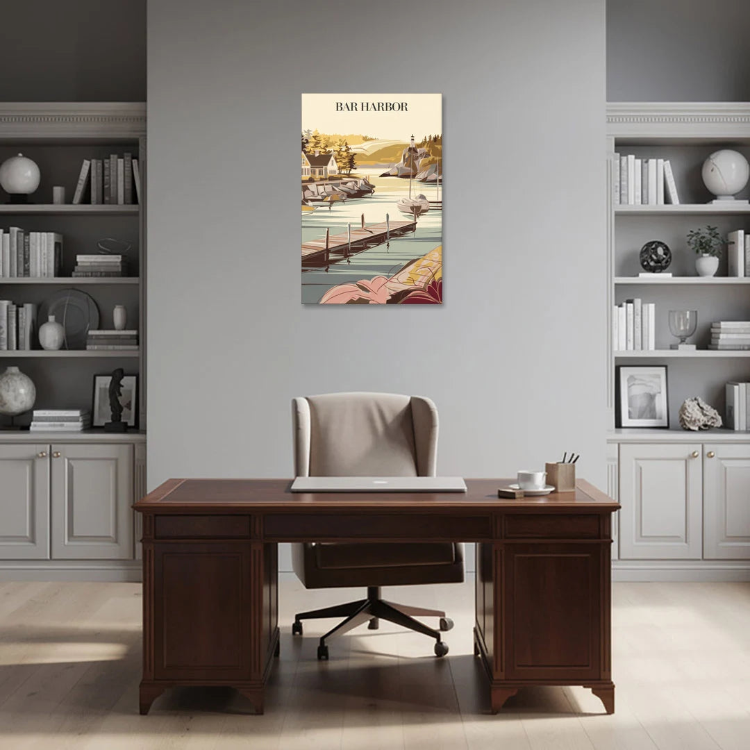 Bar Harbor New England Charm - Canvas Wall Art - Office - 24x36
