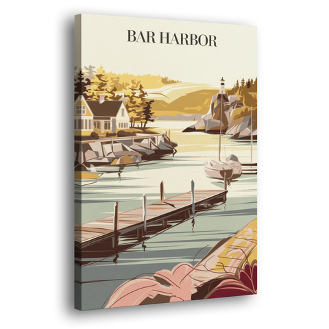 Bar Harbor New England Charm - Canvas Wall Art - Side