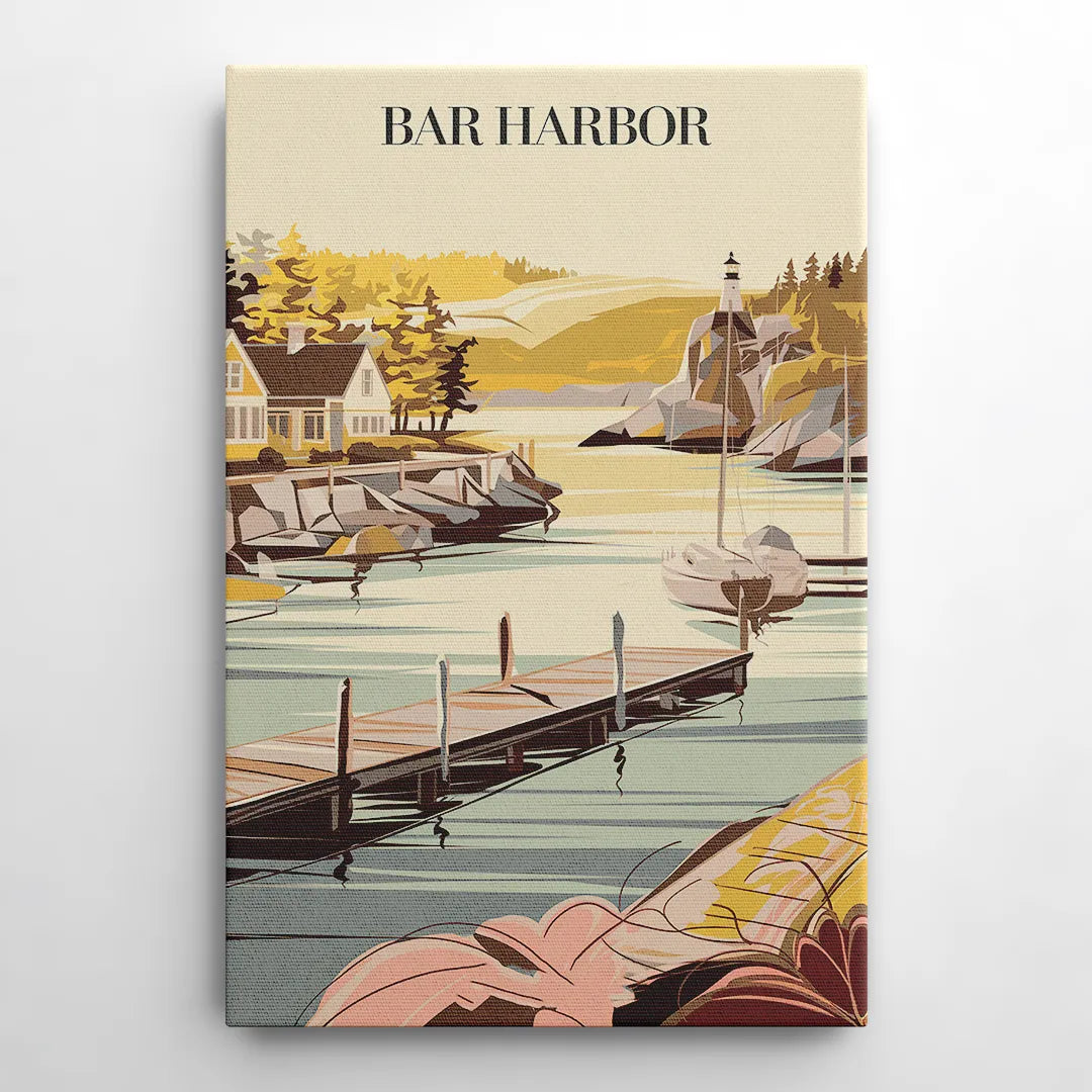 Bar Harbor New England Charm - Canvas Wall Art