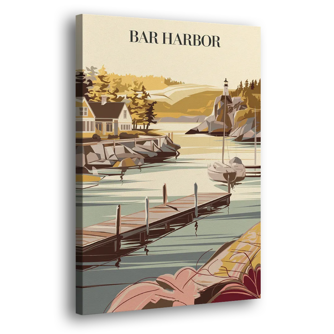 Bar Harbor New England Charm Side - Canvas Wall Art