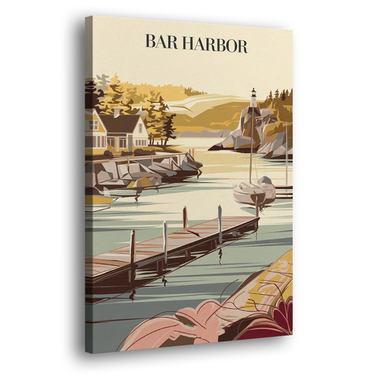 Bar Harbor New England Charm Side - Canvas Wall Art