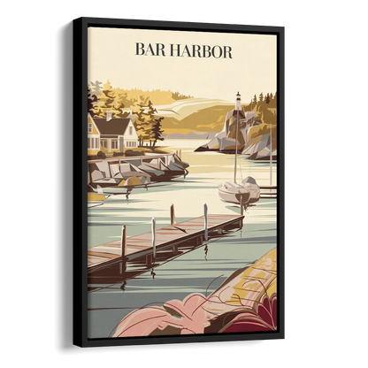 Bar Harbor New England Charm Side - Black Canvas Wall Art