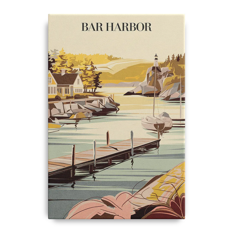 Bar Harbor New England Charm Front - Canvas Wall Art