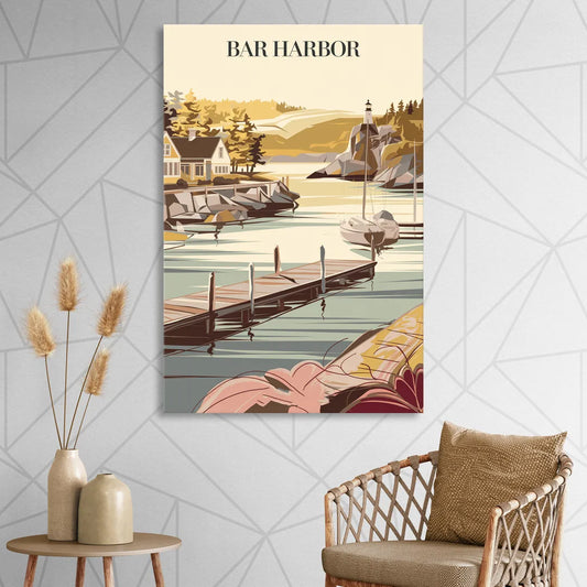 Bar Harbor New England Charm Living Room - Canvas Wall Art