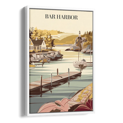Bar Harbor New England Charm Side - White Canvas Wall Art