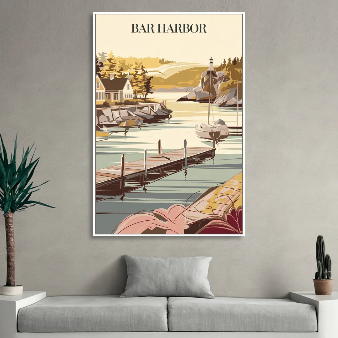 Bar Harbor New England Charm Living Room - White Canvas Wall Art