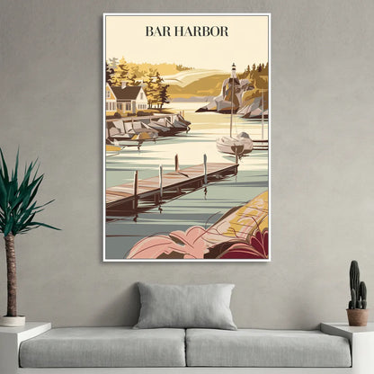 Bar Harbor New England Charm Living Room - White Canvas Wall Art