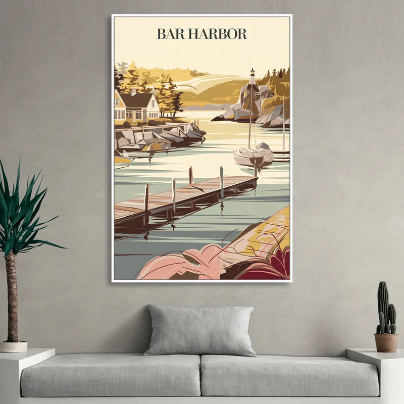 Bar Harbor New England Charm Living Room - White Canvas Wall Art