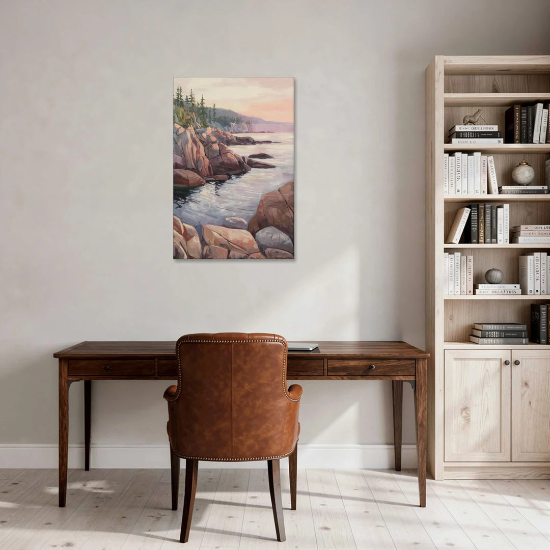 Bar Harbor Rocky Shoreline - Canvas Wall Art - Office - 24x36