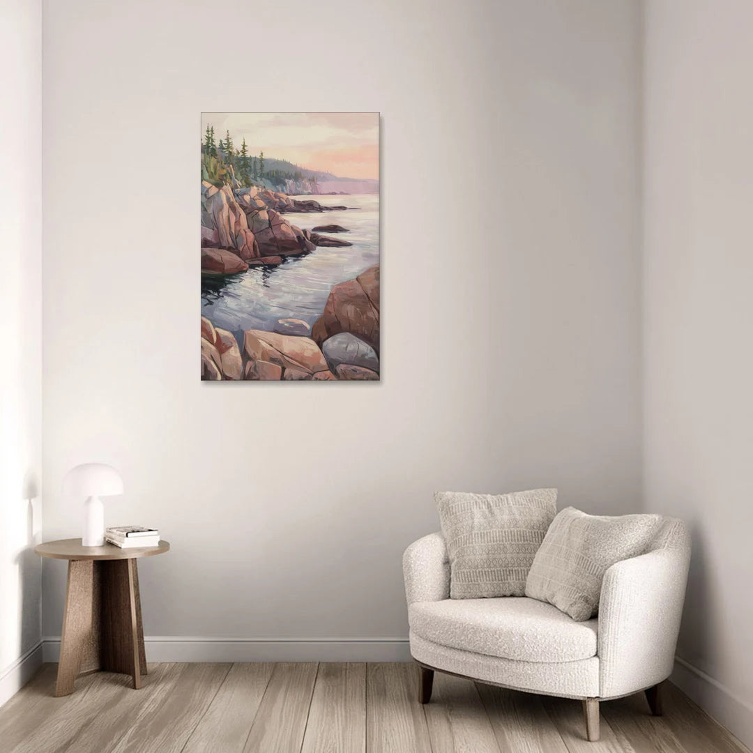 Bar Harbor Rocky Shoreline - Canvas Wall Art - Sofa - 24x36