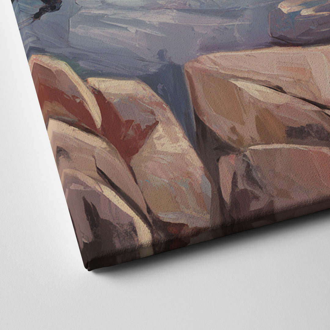 Bar Harbor Rocky Shoreline Canvas Close Up