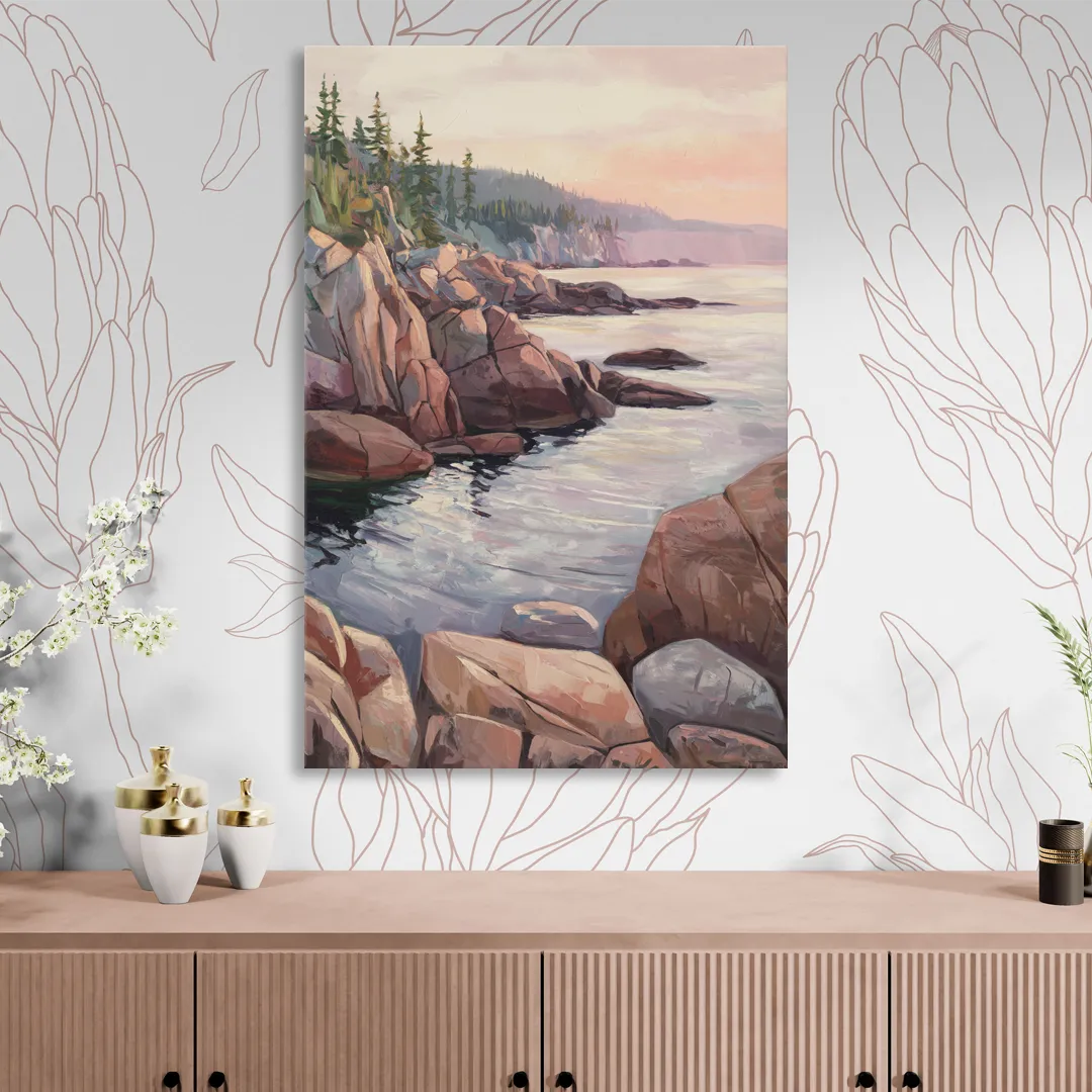 Bar Harbor Rocky Shoreline Sitting Room - Canvas Wall Art