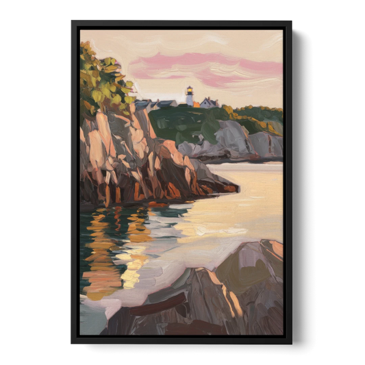 Bar Harbor Scenic Coastline - Black Framed Canvas Wall Art - Front