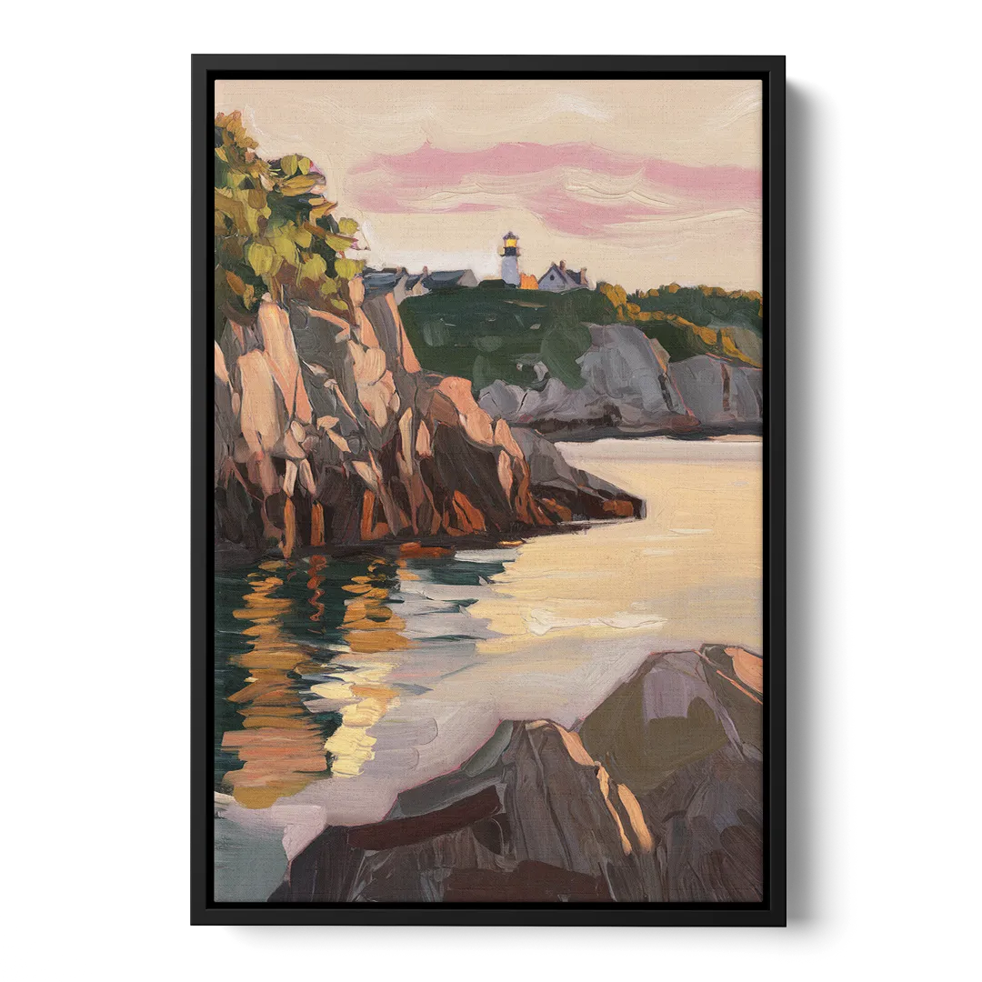 Bar Harbor Scenic Coastline Front - Black Canvas Wall Art