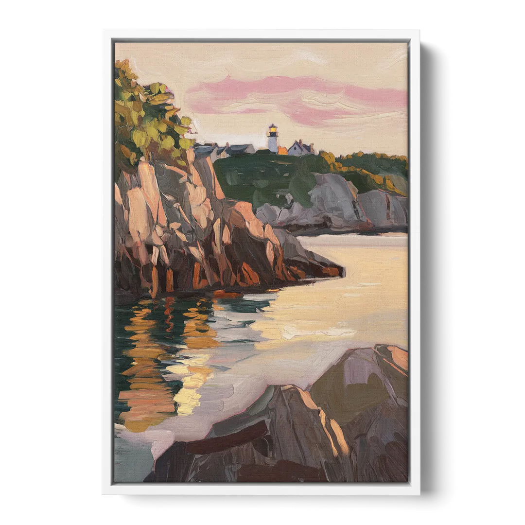 Bar Harbor Scenic Coastline Front - White Canvas Wall Art