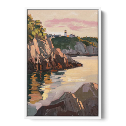 Bar Harbor Scenic Coastline Front - White Canvas Wall Art