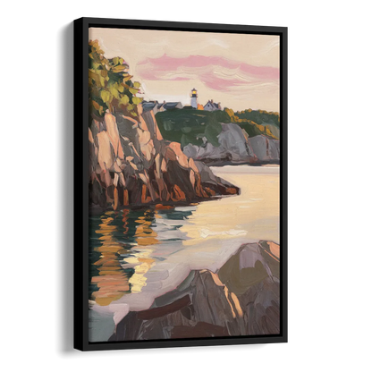 Bar Harbor Scenic Coastline Side - Black Canvas Wall Art