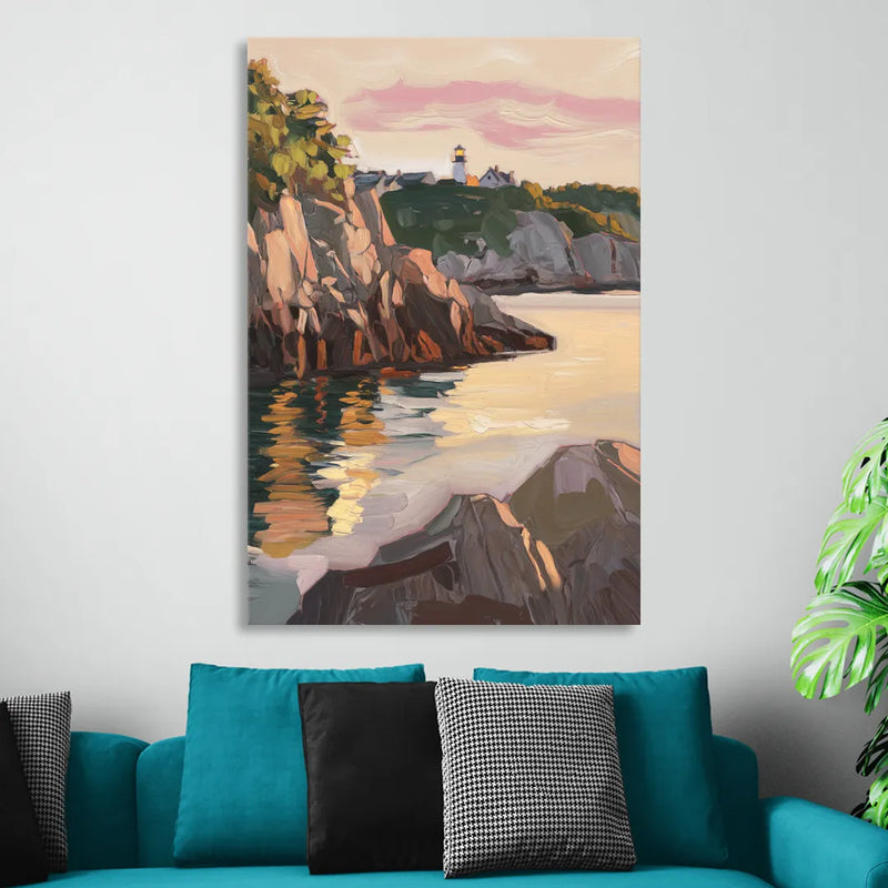 Bar Harbor Scenic Coastline Sitting Room - Canvas Wall Art