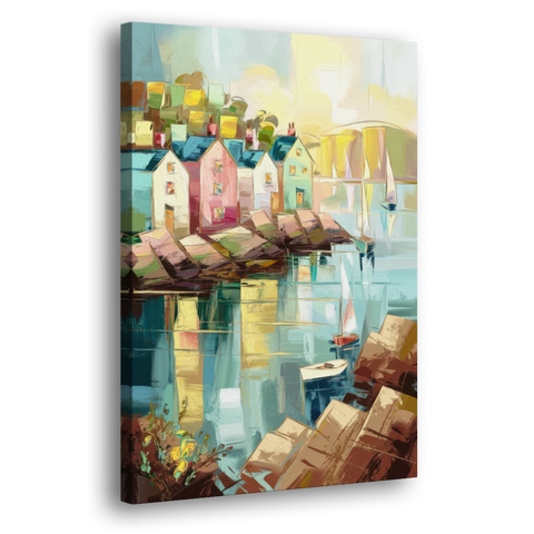 Bar Harbor Seaside Village - Canvas Wall Art - Side