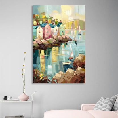 Bar Harbor Seaside Village Sitting Room - Canvas Wall Art