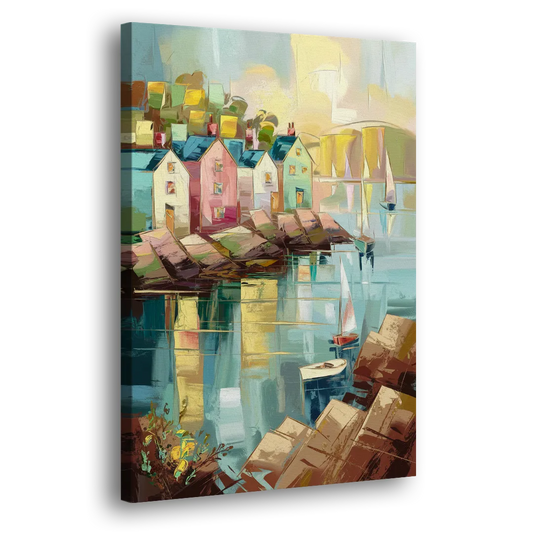 Bar Harbor Seaside Village Side - Canvas Wall Art