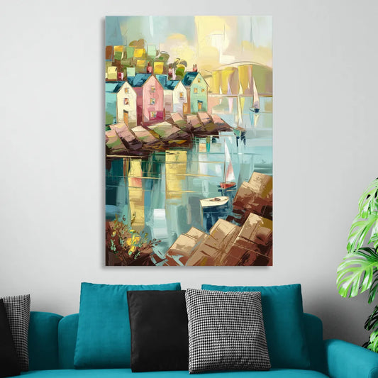Bar Harbor Seaside Village Living Room - Canvas Wall Art