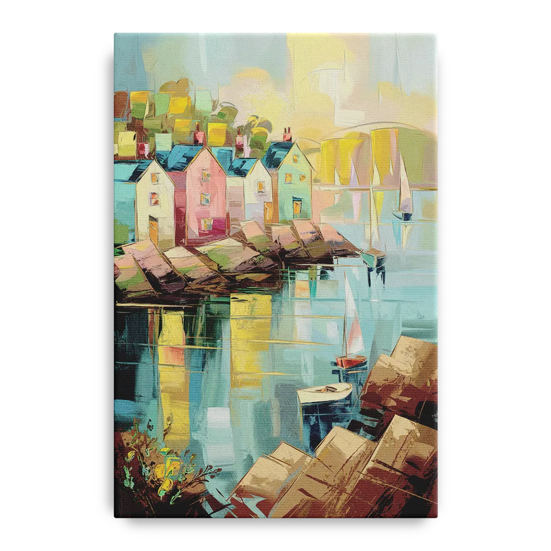 Bar Harbor Seaside Village Front - Canvas Wall Art