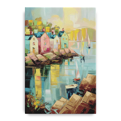 Bar Harbor Seaside Village Front - Canvas Wall Art