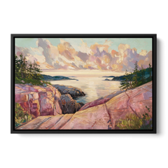 Bar Harbor Sunrise Over Acadia - Black Framed Canvas Wall Art - Front