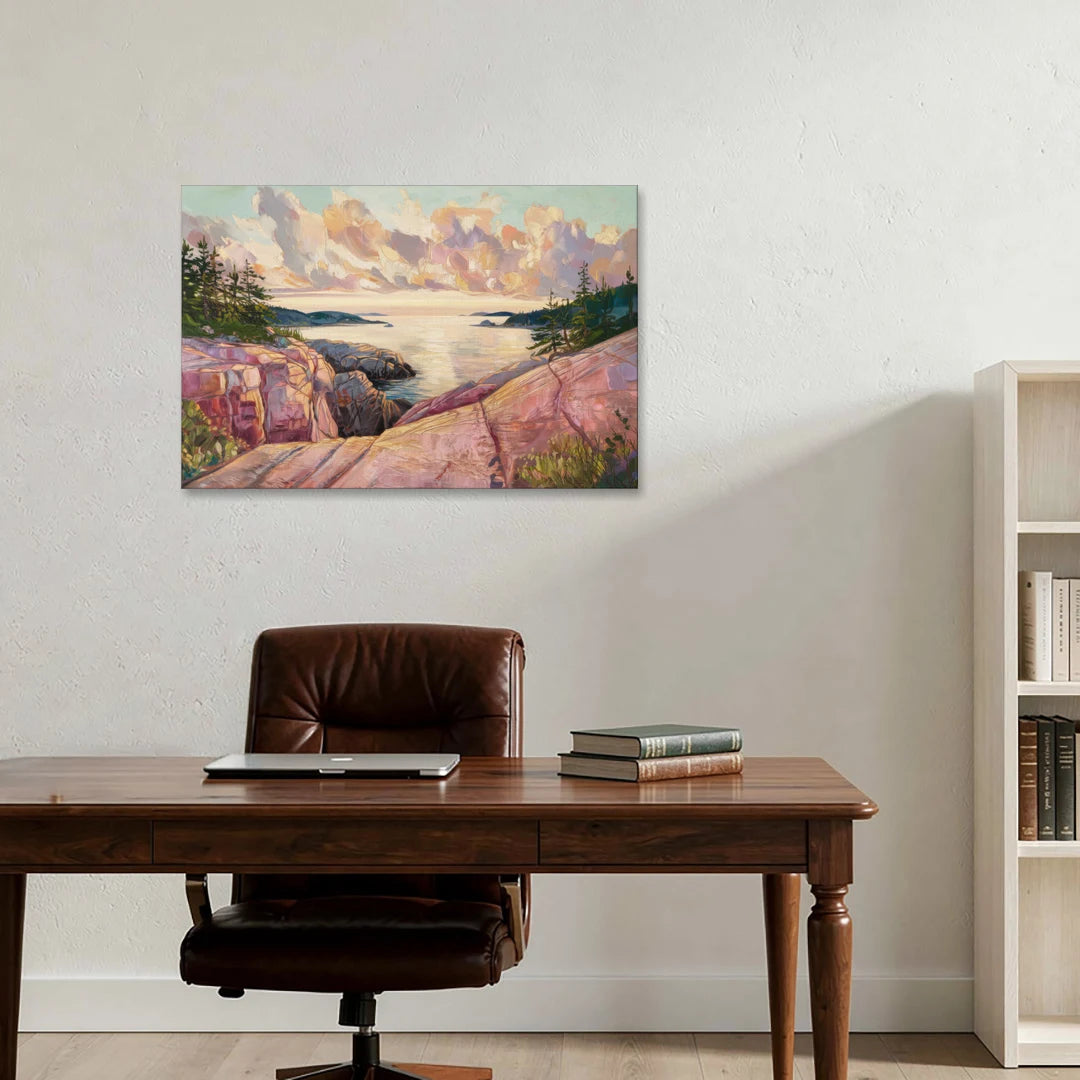 Bar Harbor Sunrise Over Acadia - Canvas Wall Art - Office - 36x24