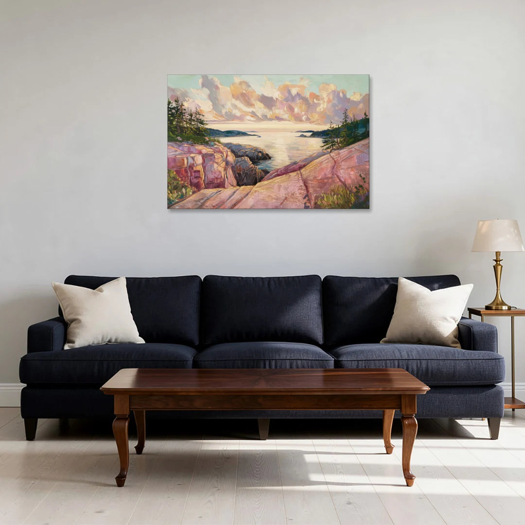Bar Harbor Sunrise Over Acadia - Canvas Wall Art - Sofa - 36x24
