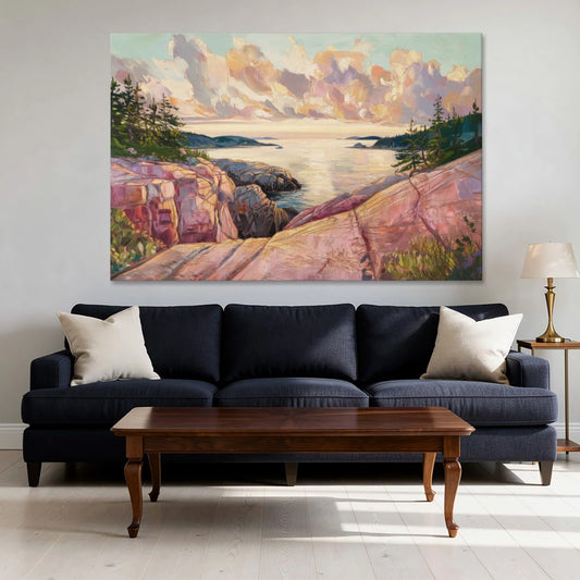 Bar Harbor Sunrise Over Acadia - Canvas Wall Art - Sofa - 60x40