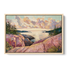 Bar Harbor Sunrise Over Acadia - Oak Framed Canvas Wall Art - Front