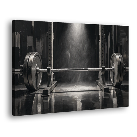 Barbell Wall Art in the Chalk Dust Spotlight - Canvas Wall Art - Side