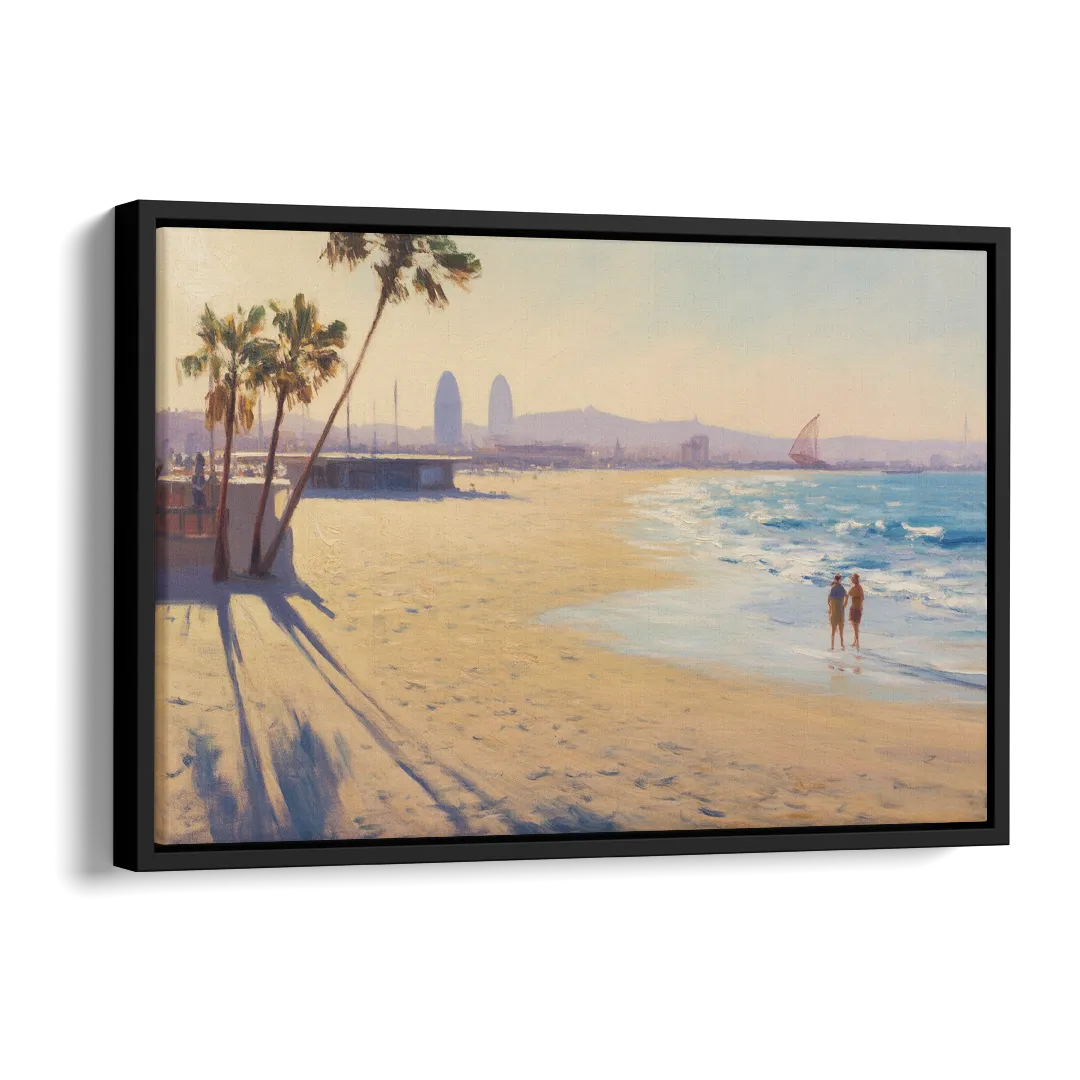 Barceloneta Beach Vibes Side - Black Canvas Wall Art