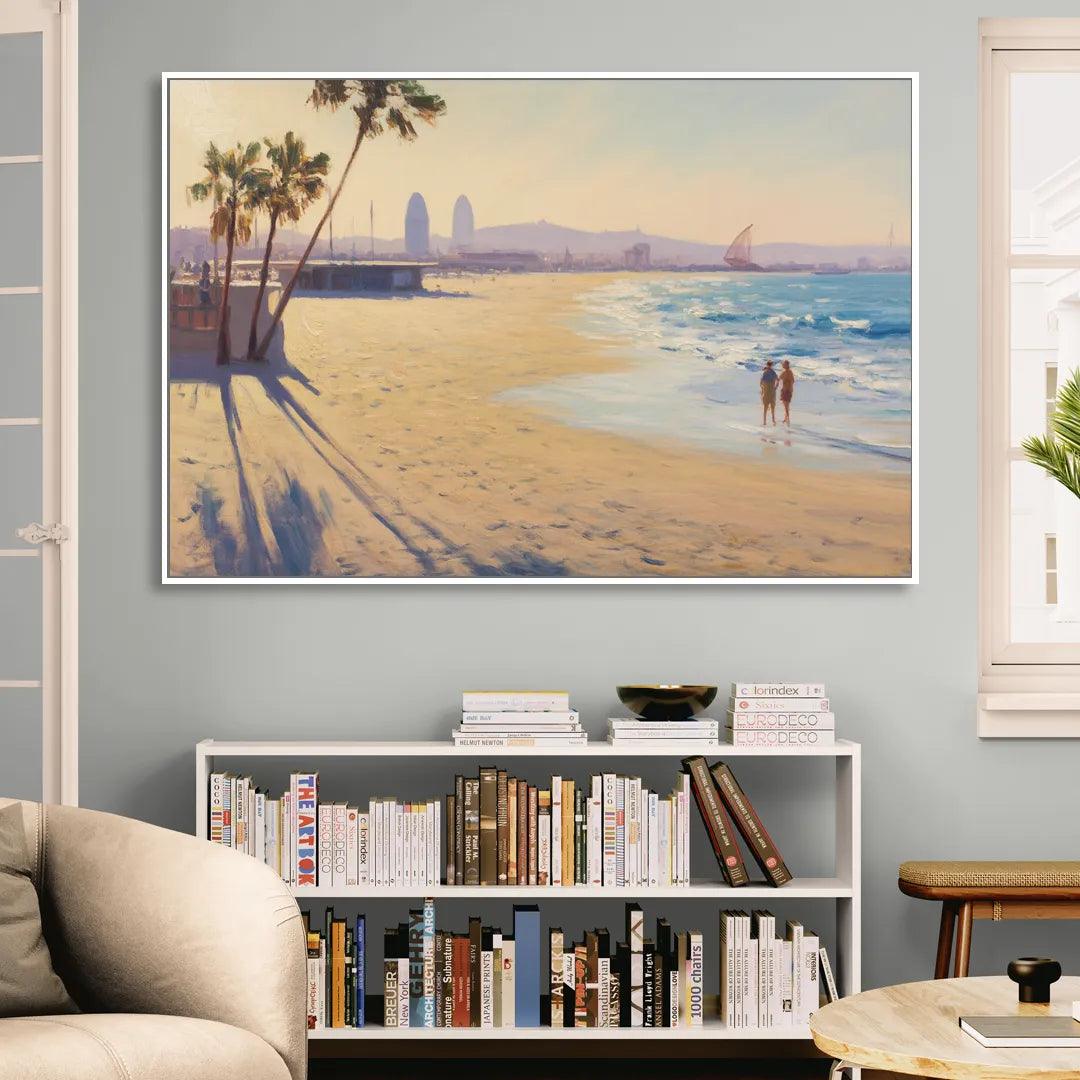 Barceloneta Beach Vibes Sitting Room - White Canvas Wall Art