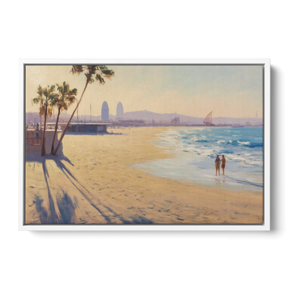 Barceloneta Beach Vibes Front - White Canvas Wall Art