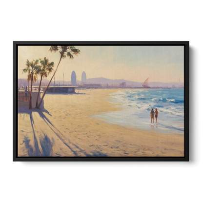 Barceloneta Beach Vibes Front - Black Canvas Wall Art