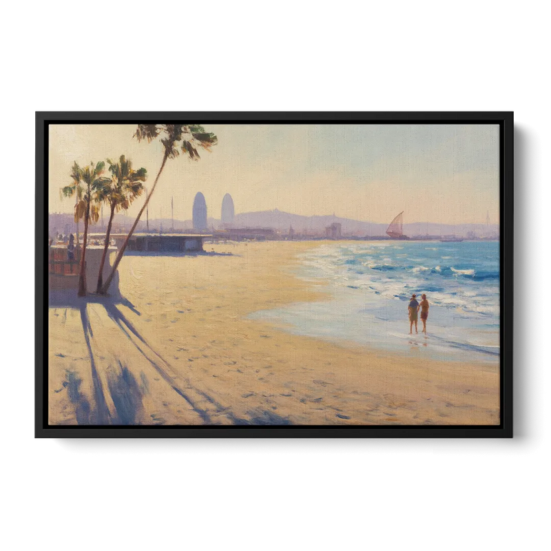 Barceloneta Beach Vibes Front - Black Canvas Wall Art
