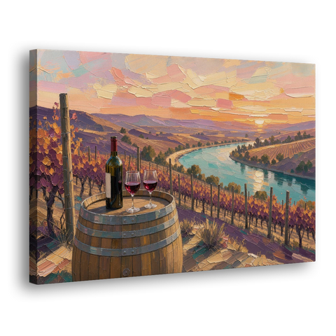 Barrel Table Above the River for the Dining Room - Canvas Wall Art - Side