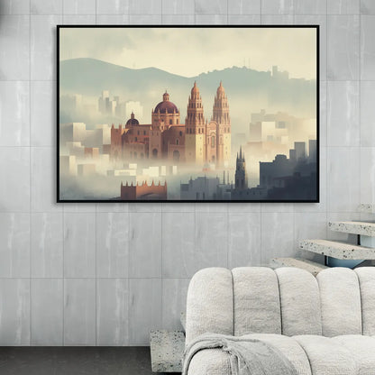 Basílica de Guanajuato Sitting Room - Black Canvas Wall Art
