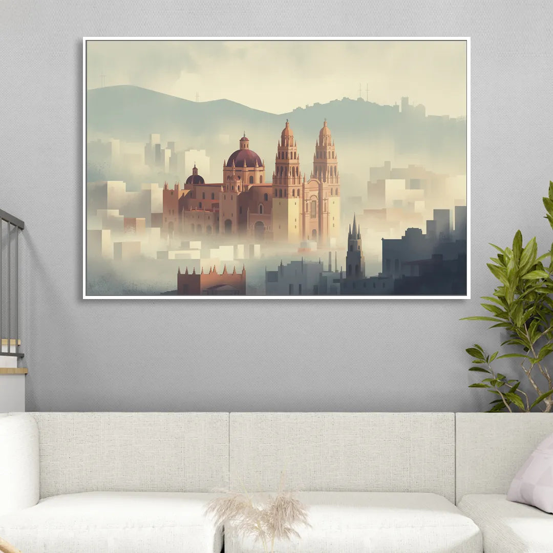 Basílica de Guanajuato Sitting Room - White Canvas Wall Art