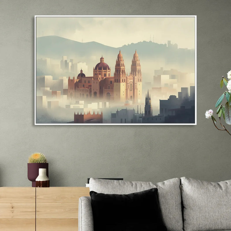 Basílica de Guanajuato Living Room - White Canvas Wall Art