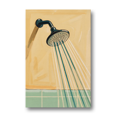 Bathroom Acrylic Painting of a Vintage Shower Head - Canvas Wall Art - Front