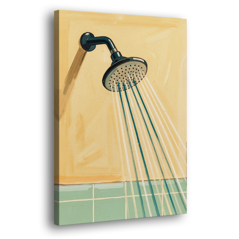 Bathroom Acrylic Painting of a Vintage Shower Head - Canvas Wall Art - Side