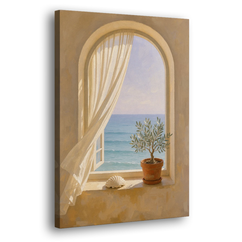 Bathroom Art Prints Arched Window to the Sea - Canvas Wall Art