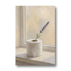 Bathroom Decor Wall Art with a Lavender Sprig - Canvas Wall Art - Front