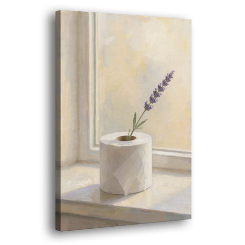 Bathroom Decor Wall Art with a Lavender Sprig - Canvas Wall Art - Side