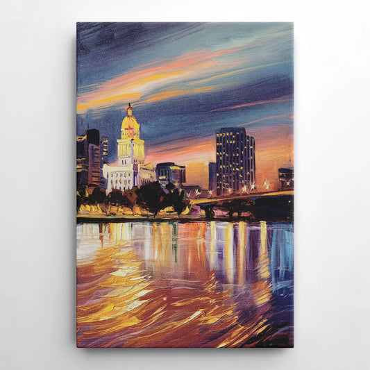 Baton Rouge Cityscape Twilight - Canvas Wall Art